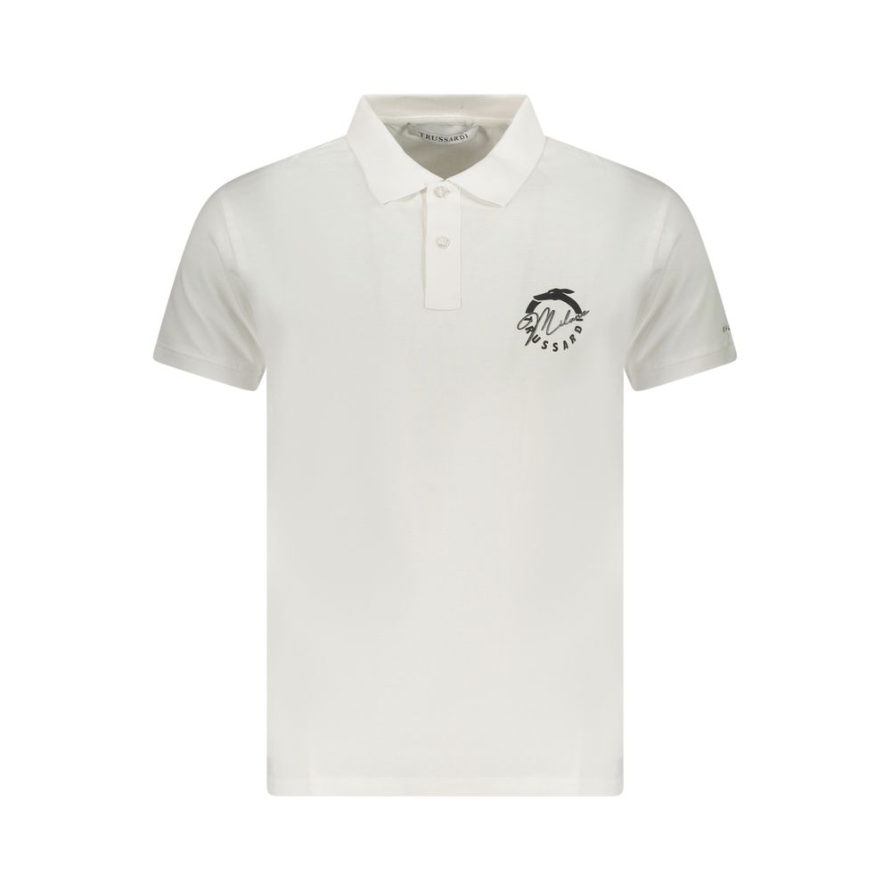 White Cotton Men Polo Shirt