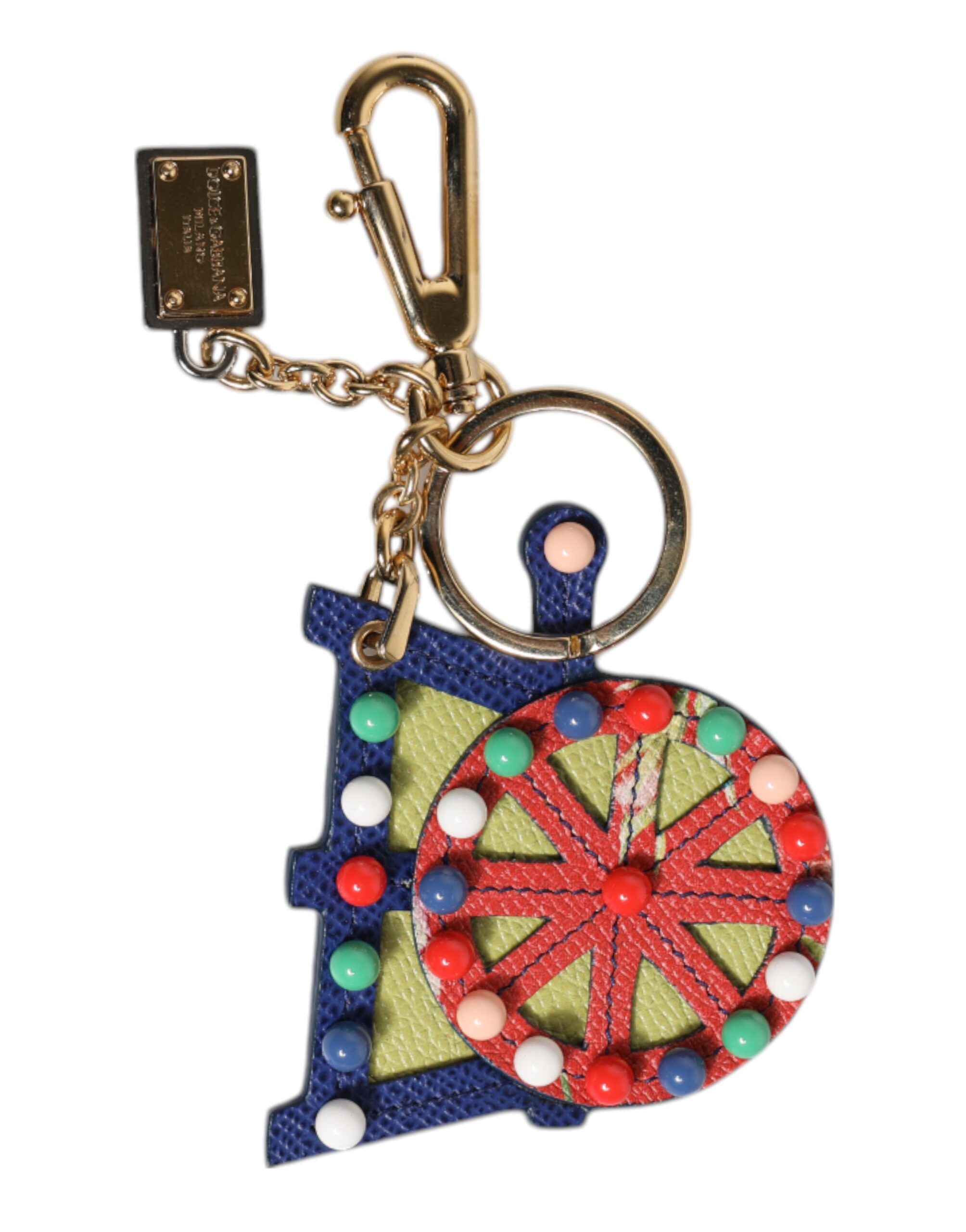 Multicolor Gold Tone Carretto Keychain Keyring hover