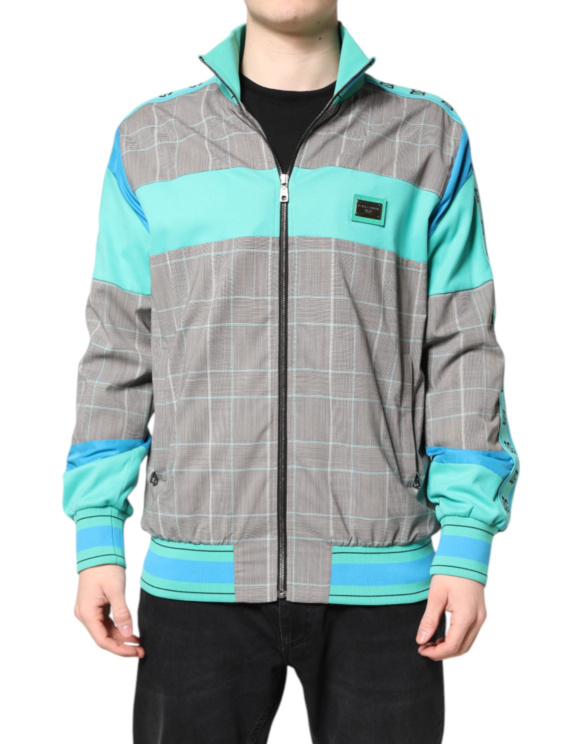 Multicolor Plaid Full Zip Windbreaker Jacket hover