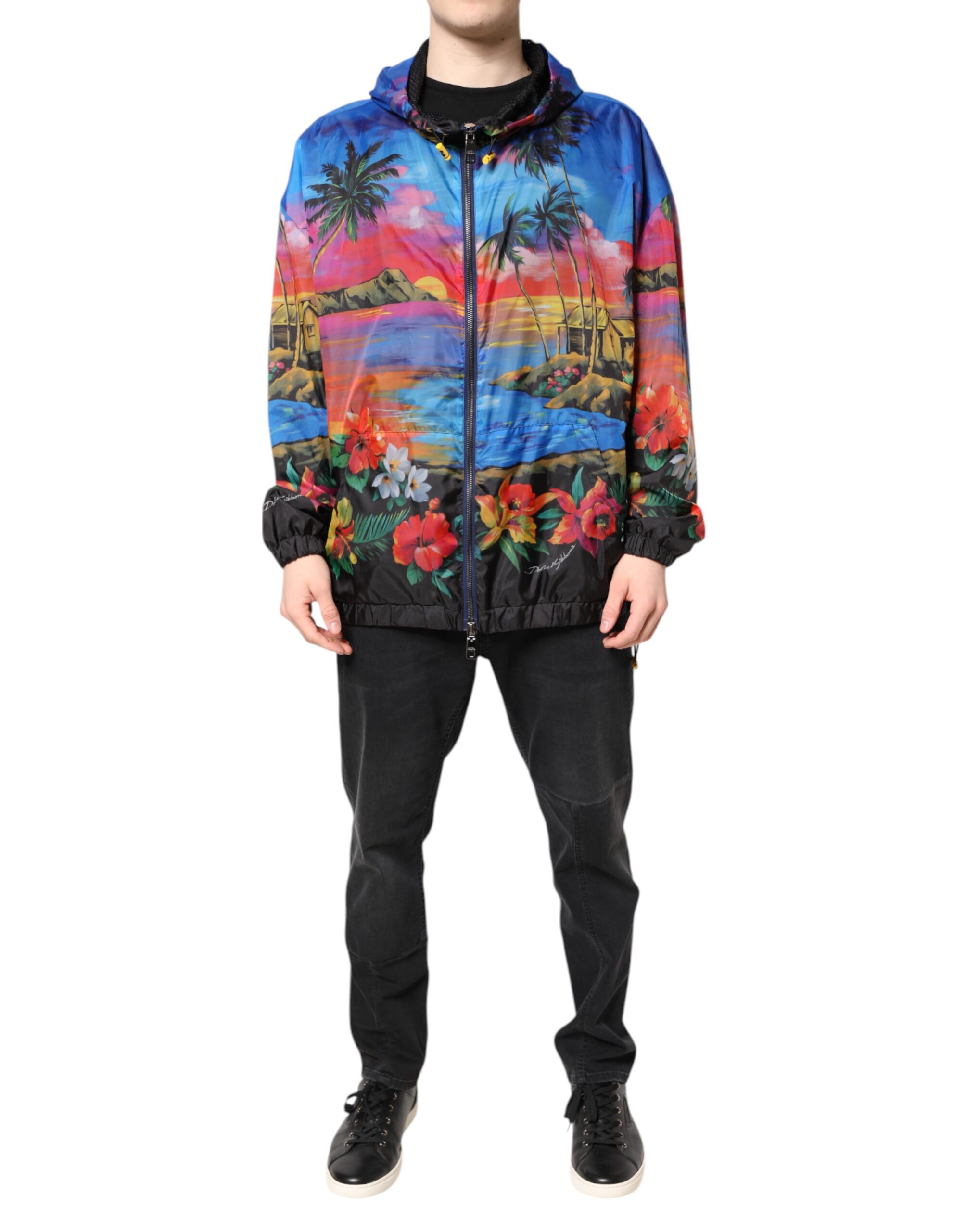 Multicolor Print Hooded Windbreaker Jacket hover