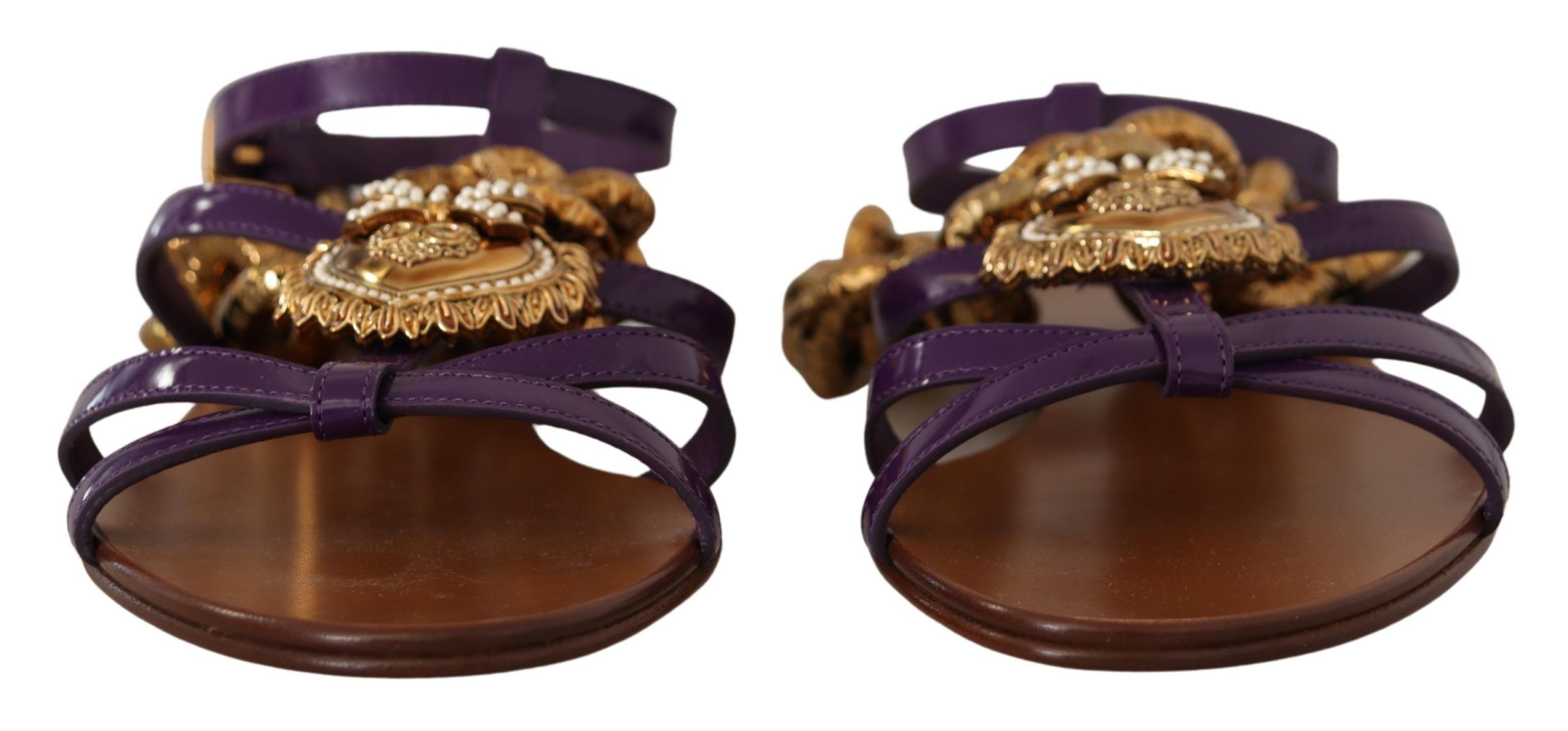 Purple Leather Devotion Flats Sandals Shoes hover