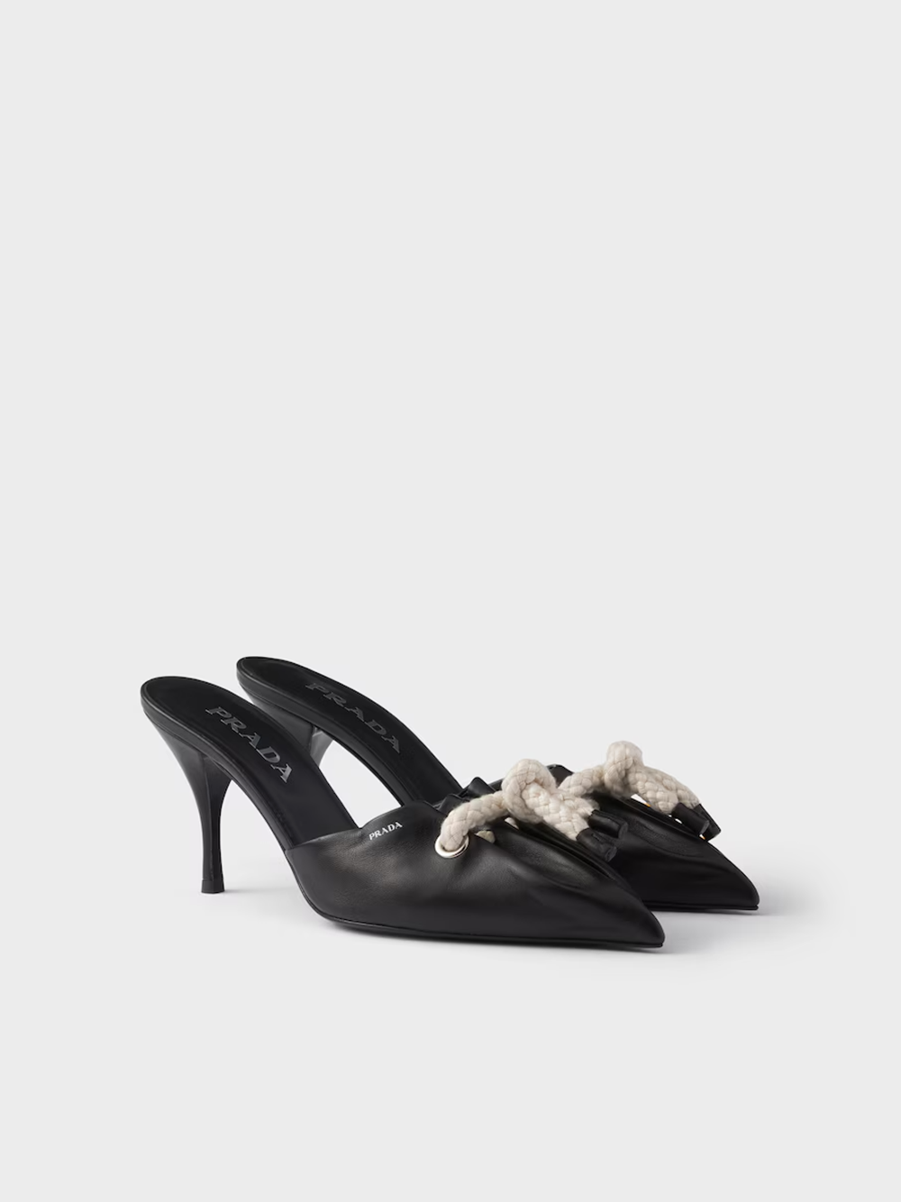 Black Nappa Leather Rope Detail  Sandals hover