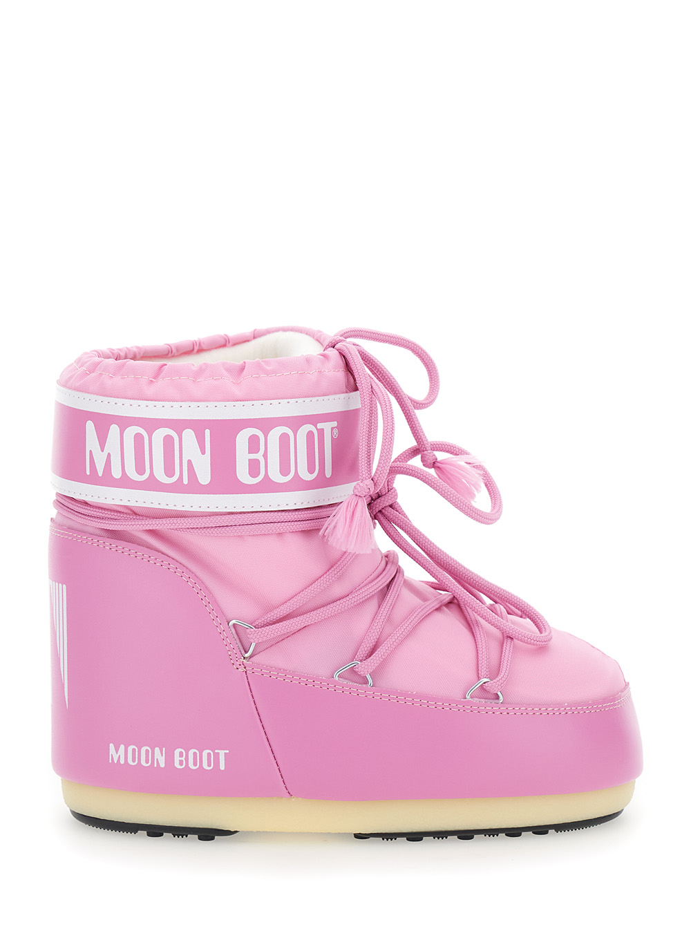 Icon Pink Snow Ankle Boots with Maxi Logo Print on the Side in Tech Fabric Girl
