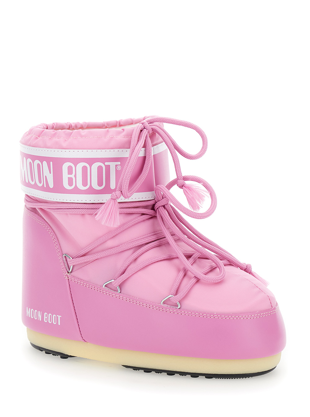 Icon Pink Snow Ankle Boots with Maxi Logo Print on the Side in Tech Fabric Girl