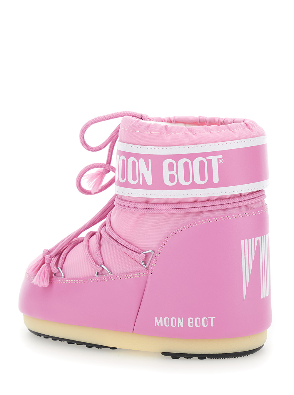 Icon Pink Snow Ankle Boots with Maxi Logo Print on the Side in Tech Fabric Girl