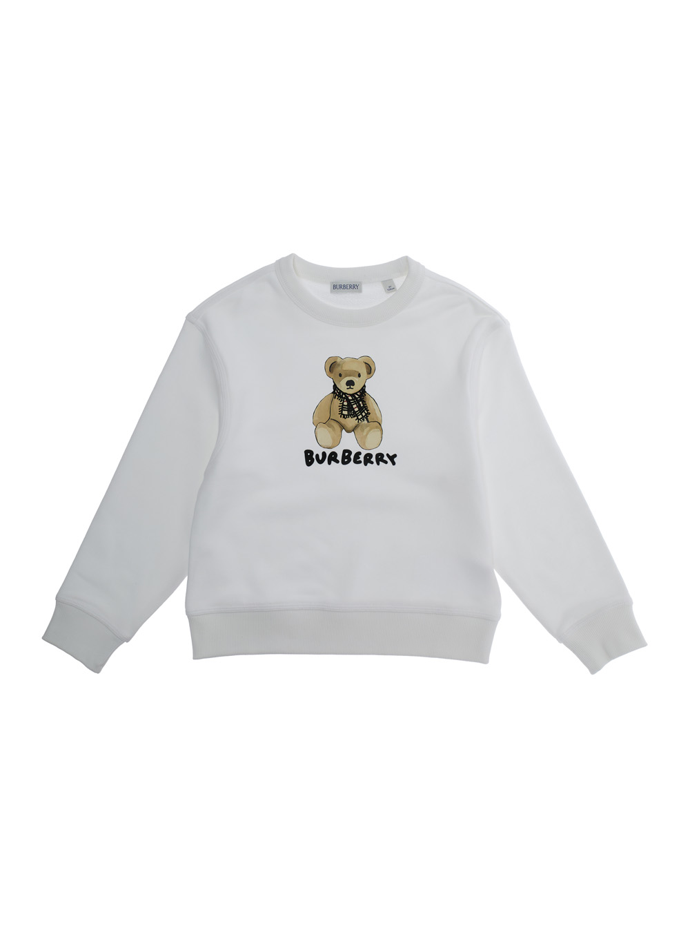 White Sweatshirt with Round Neck and Logo Print on the Front in Cotton Girl