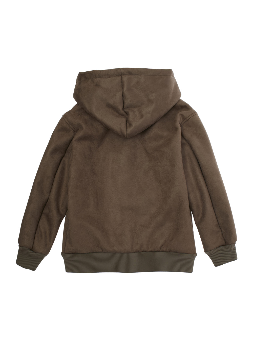 Brown Jacket with Fixed Hood and Logo Embroidery on the Front in Tech Fabric Boy hover