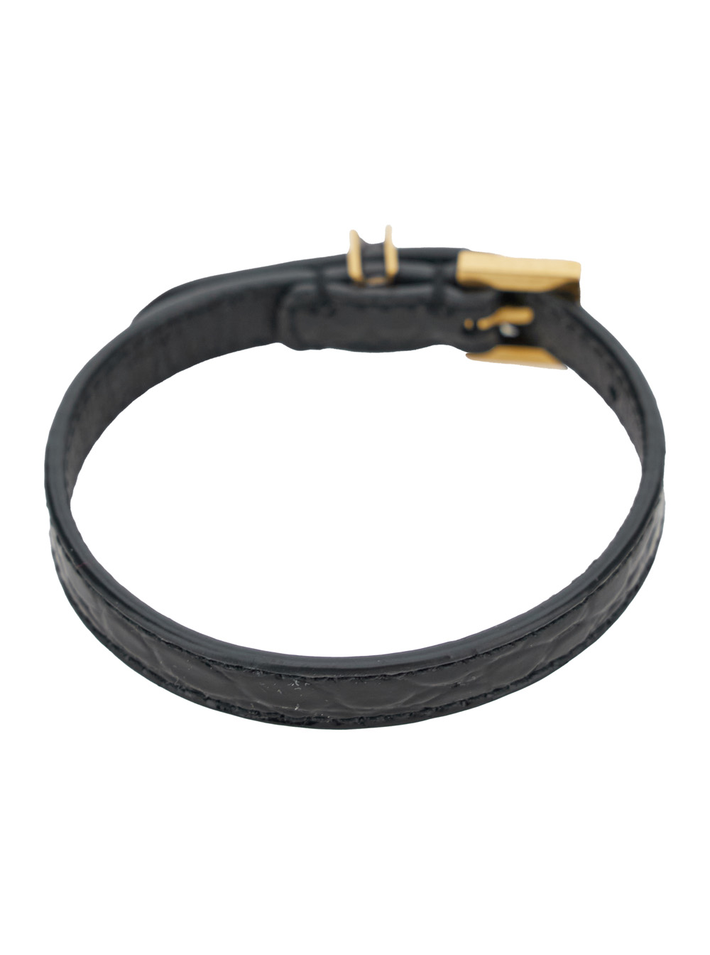 Cassandre Black Belt Bracelet in Croco Printed Leather Woman hover