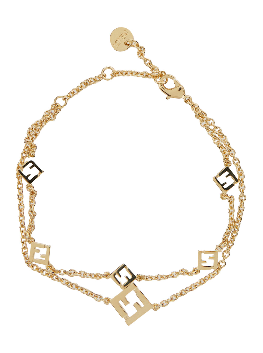 ‘Forever Fendi’ Gold-Colored Bracelet with Lobster Clasp and FF Charm in Bronze Woman