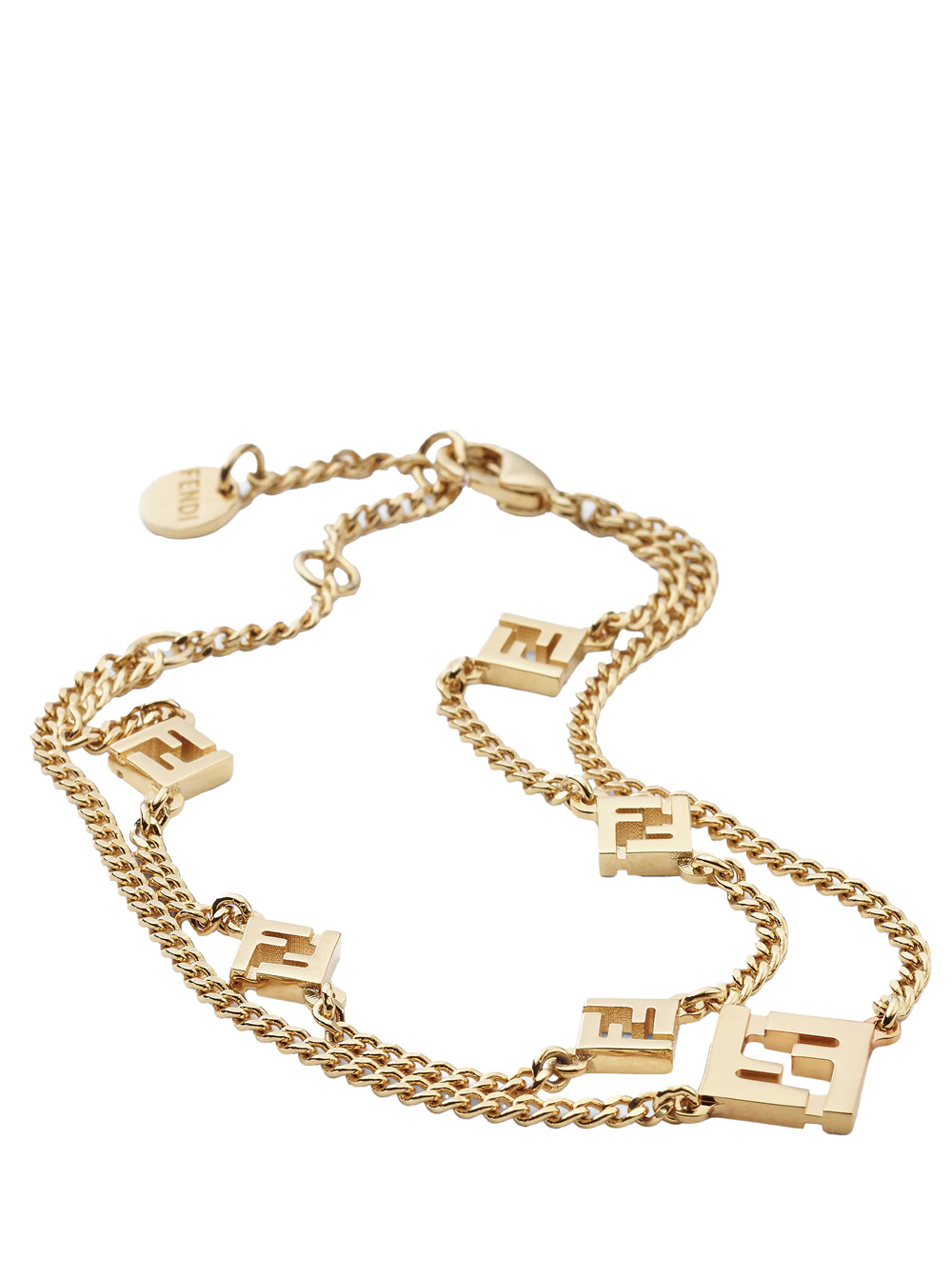 ‘Forever Fendi’ Gold-Colored Bracelet with Lobster Clasp and FF Charm in Bronze Woman