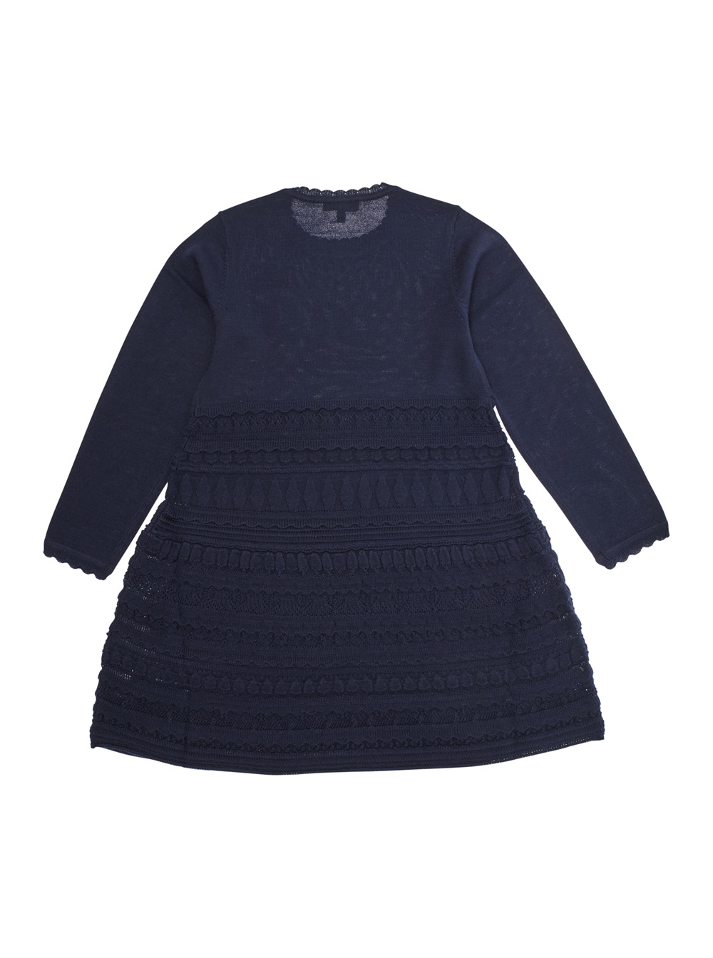 Blue Dress with Round Neck and Logo Embroidery on the Front in Wool Blend Girl hover