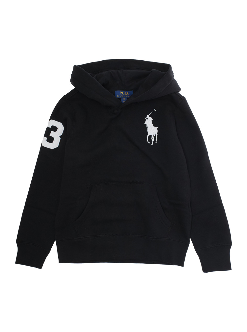 Black Hoodie with Pony on the Front and Numerical Detail on the Sleeve in Cotton Blend Boy