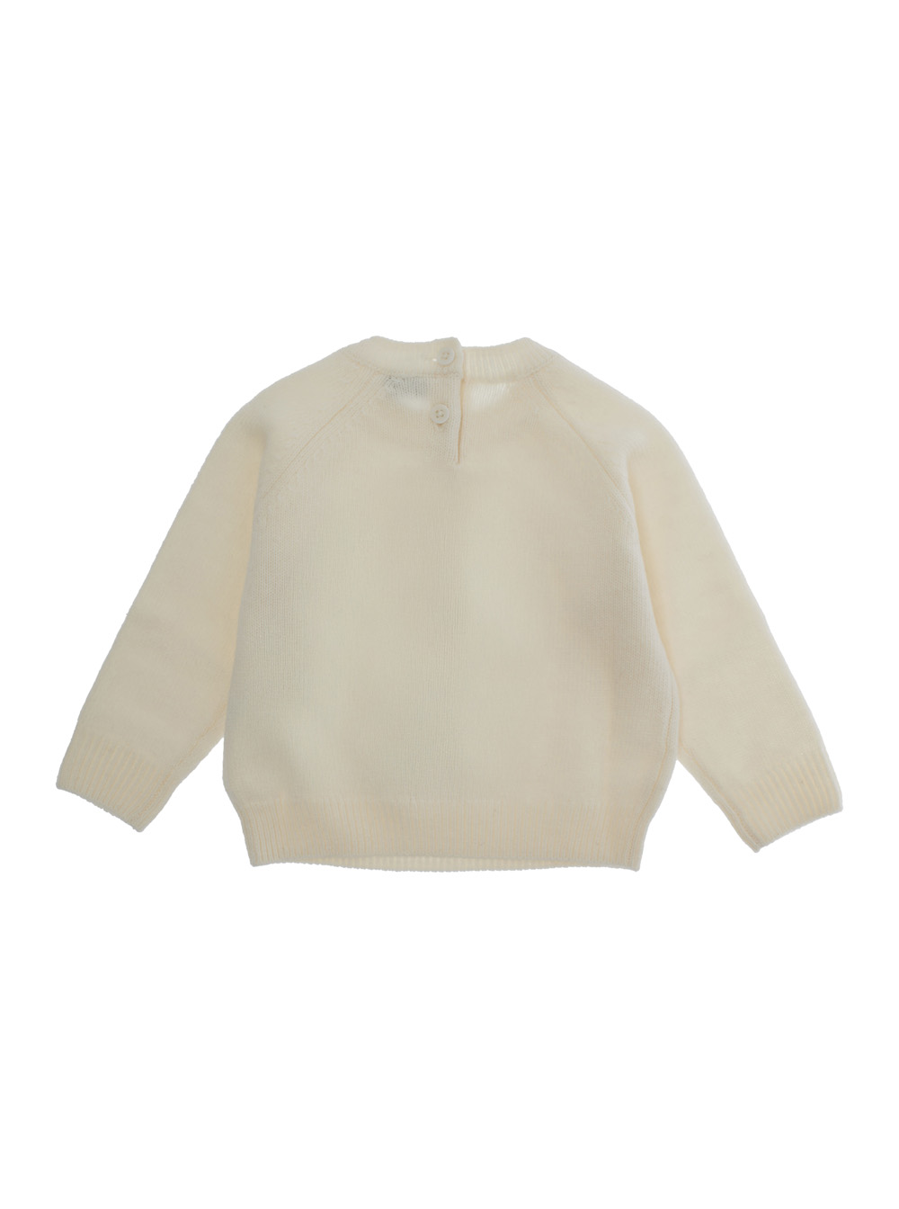 White Sweater with Round Neck and Logo Embroidery on the Front in Wool Baby hover