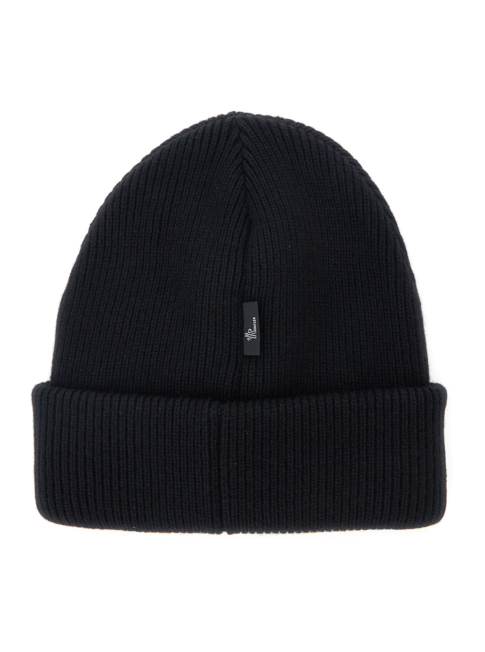 Black Beanie with Logo Patch on the Front in Wool Woman hover