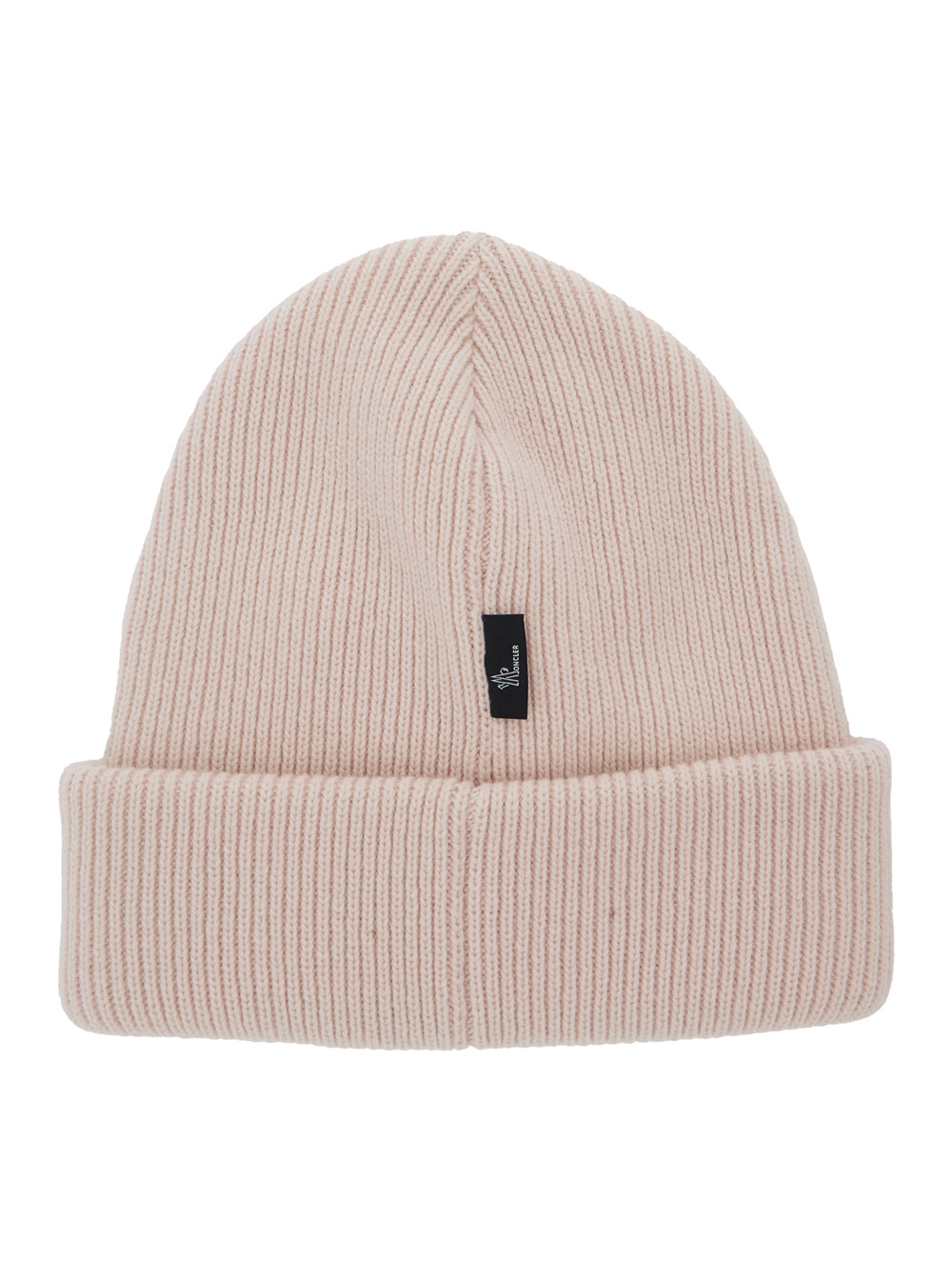 Pink Beanie with Logo Patch on the Front in Wool Woman hover