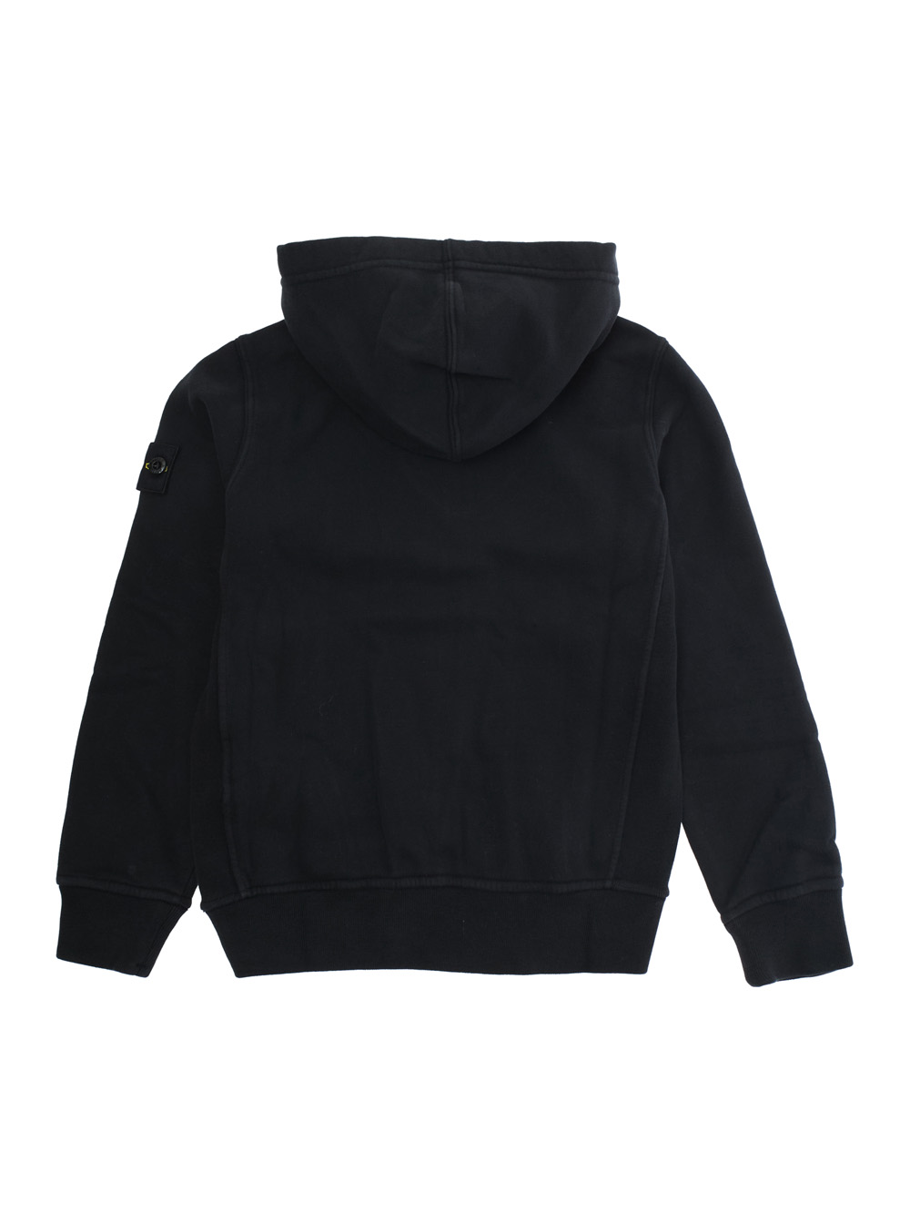 Black Sweatshirt with Fixed Hood and Logo Patch on the Sleeve in Cotton Boy hover