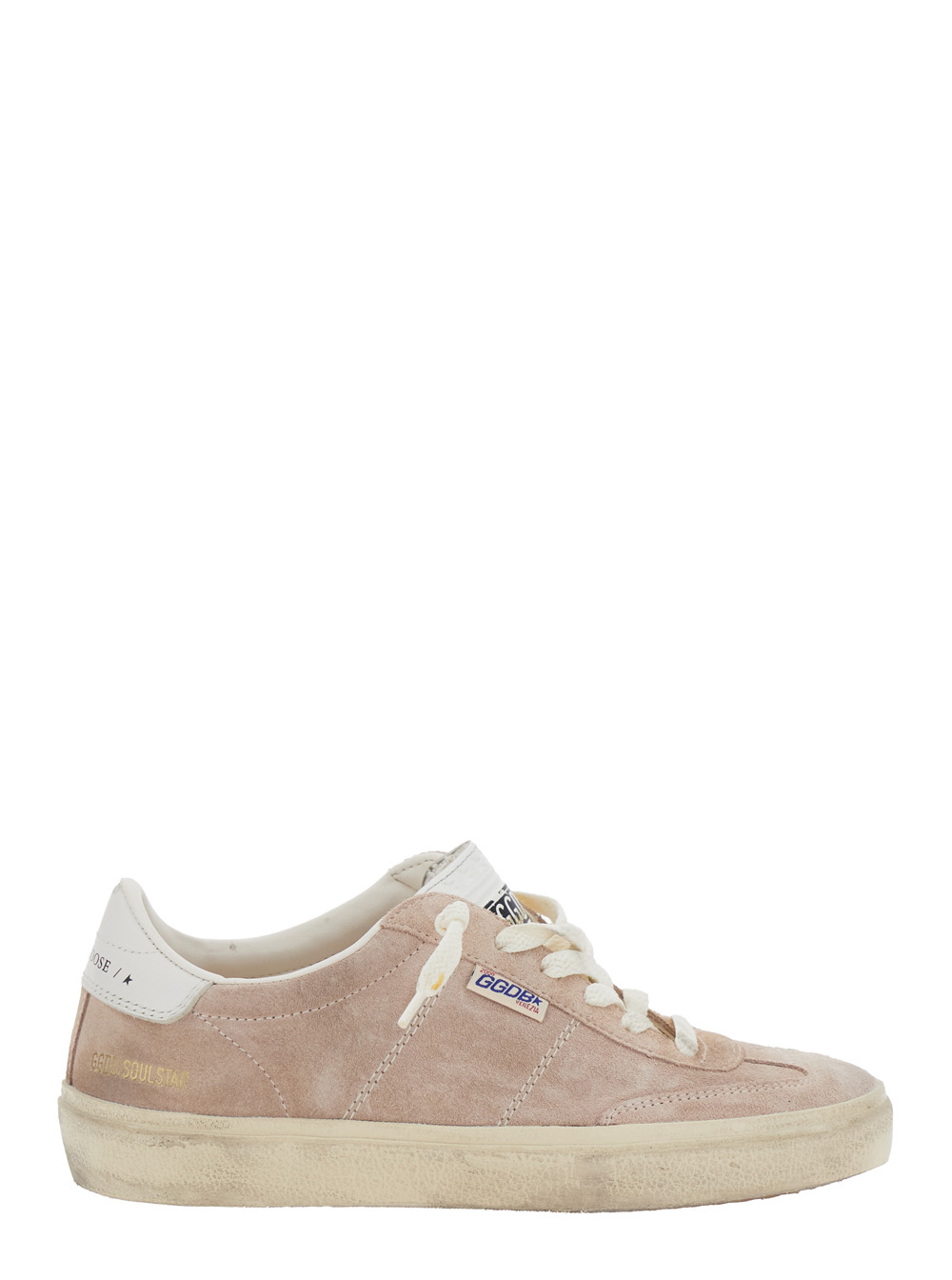 Soul-Star Pink Low Top Sneakers with Metallic Heel Tab in Suede Woman