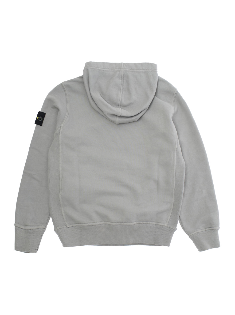 Grey Hoodie with Fixed Hood and Logo Patch on the Sleeve in Cotton Boy hover
