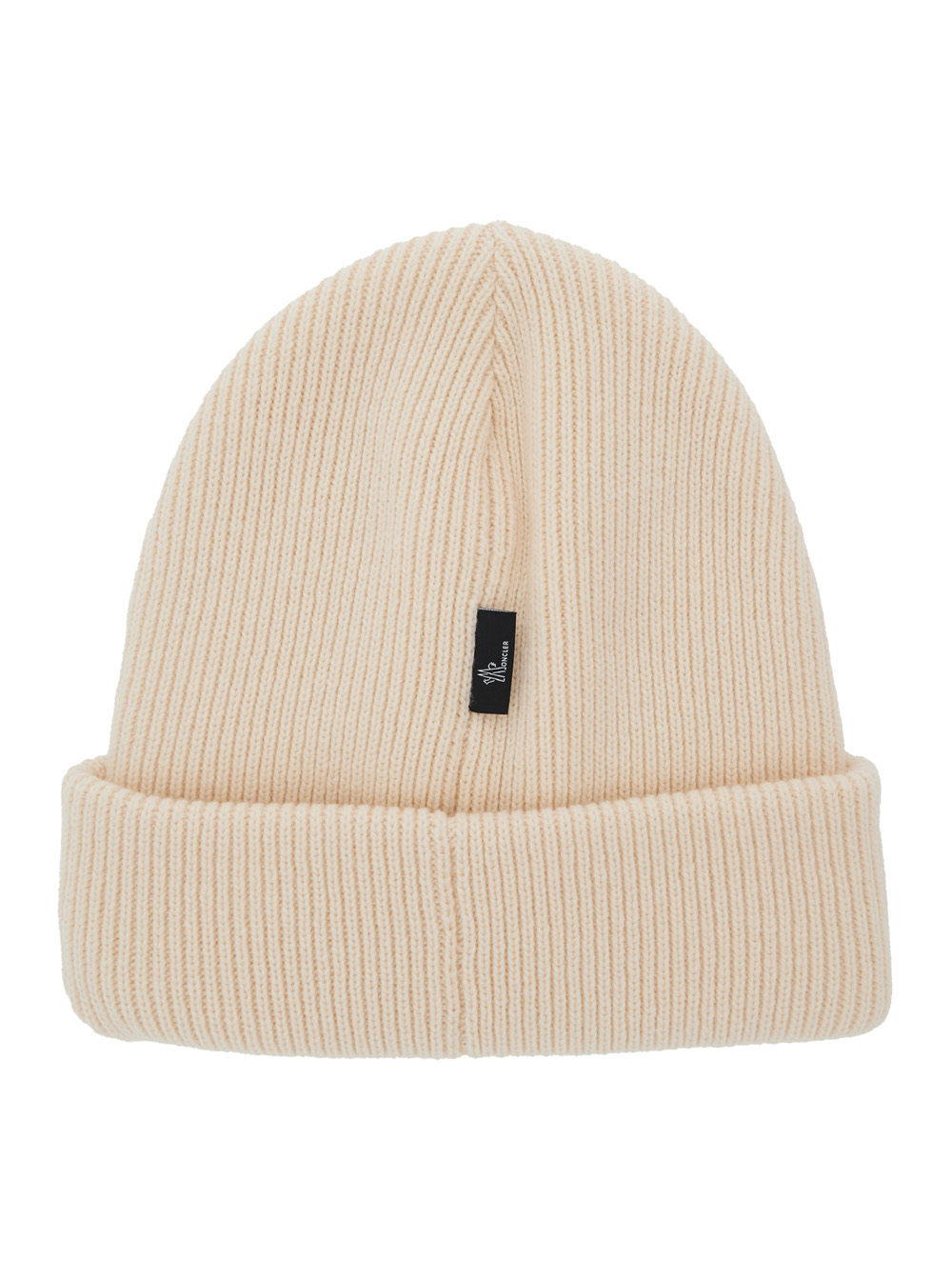 White Beanie with Logo Patch on the Front in Wool Woman hover