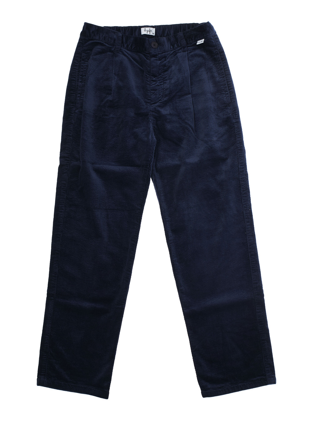 Blue Pants with Logo Patch on the Front and Elastic Waist in Corduroy Boy