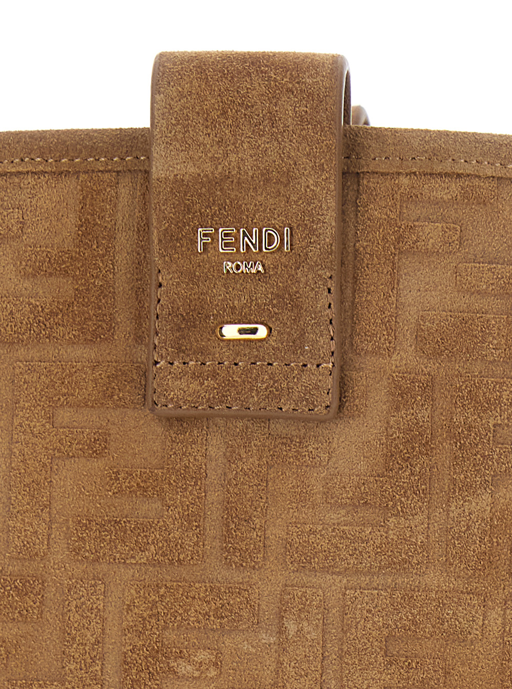 Beige Knee-High Boots with All-Over Embossed FF Motif in Suede Woman