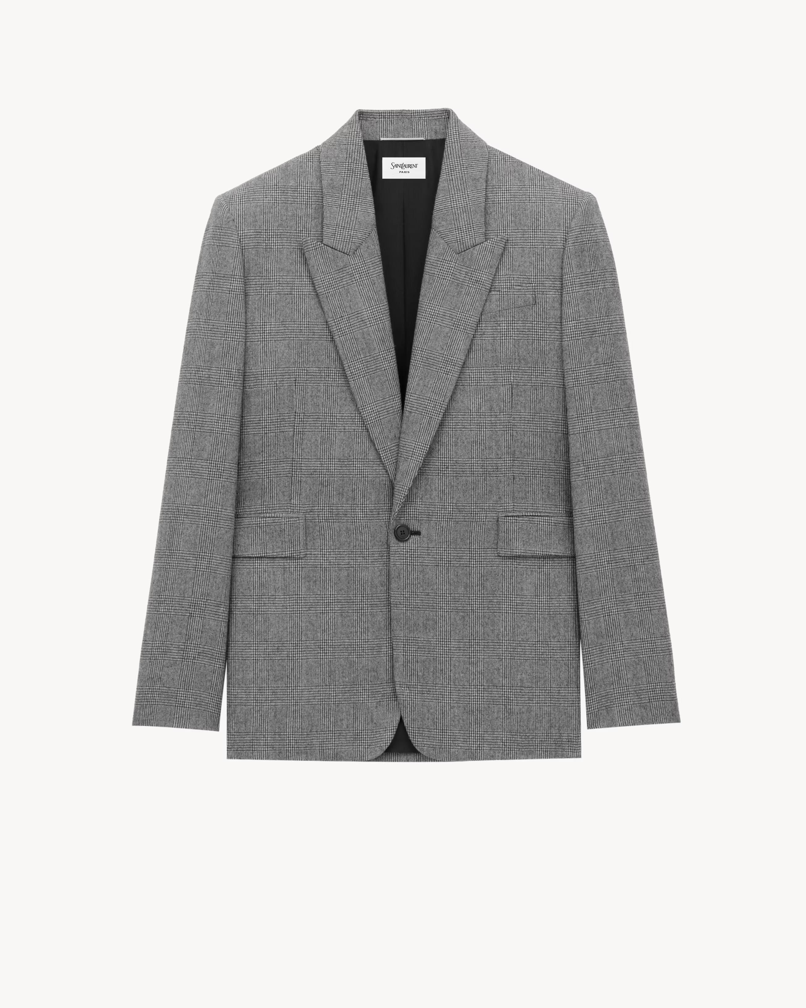 checked single-breasted blazer