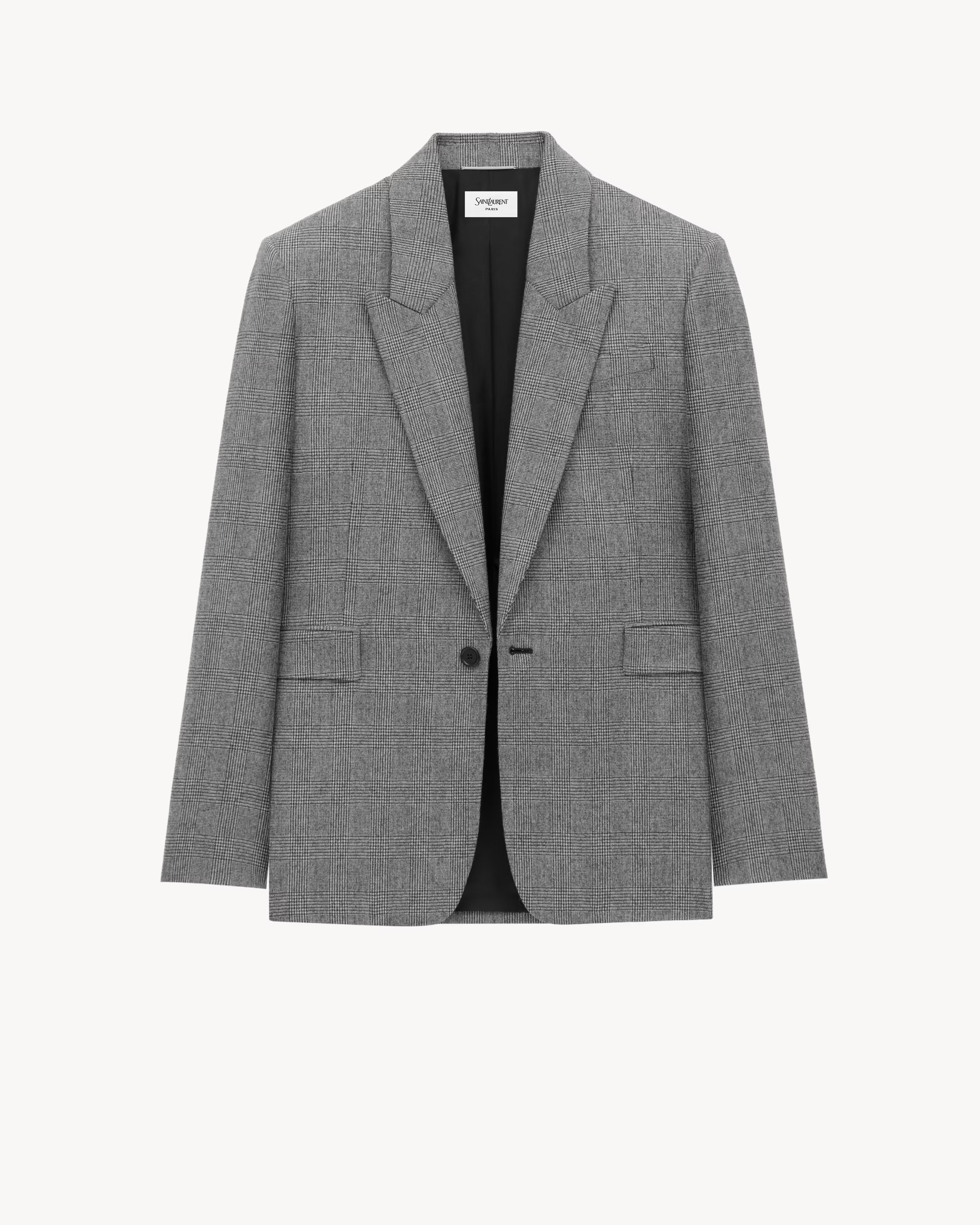 checked single-breasted blazer