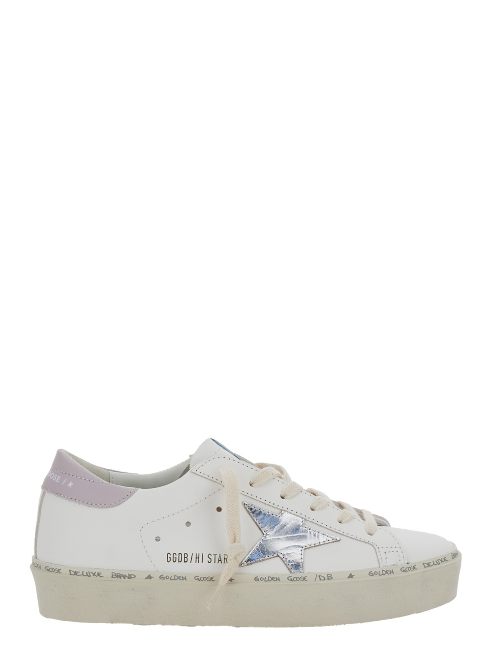 Hi Star White Low Top Sneakers with Laminated Star Patch on the Side in Leather Woman