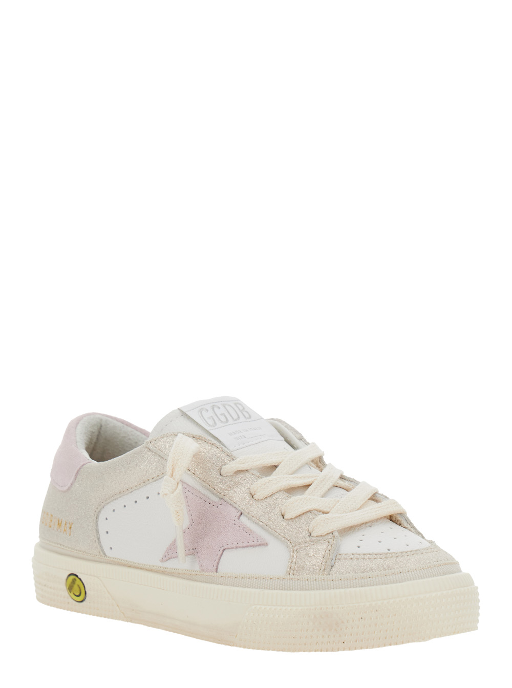 May White Low Top Sneakers with Logo on the Tongue and Star Shaped Detail on the Side in Leather Girl hover