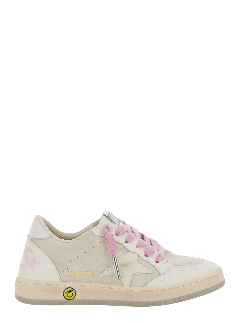 Superstar White Low-Top Sneakers with Side Star in Leather Girl