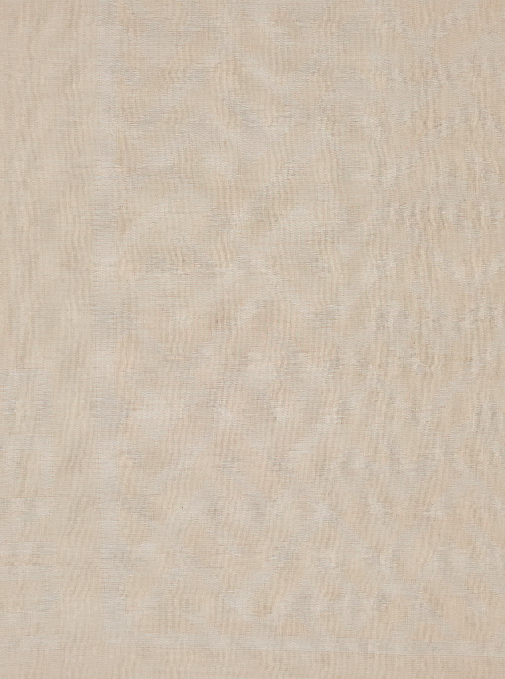 Beige Rectangular Scarf with All-Over Motif and Frayed Hem in Fabric Woman