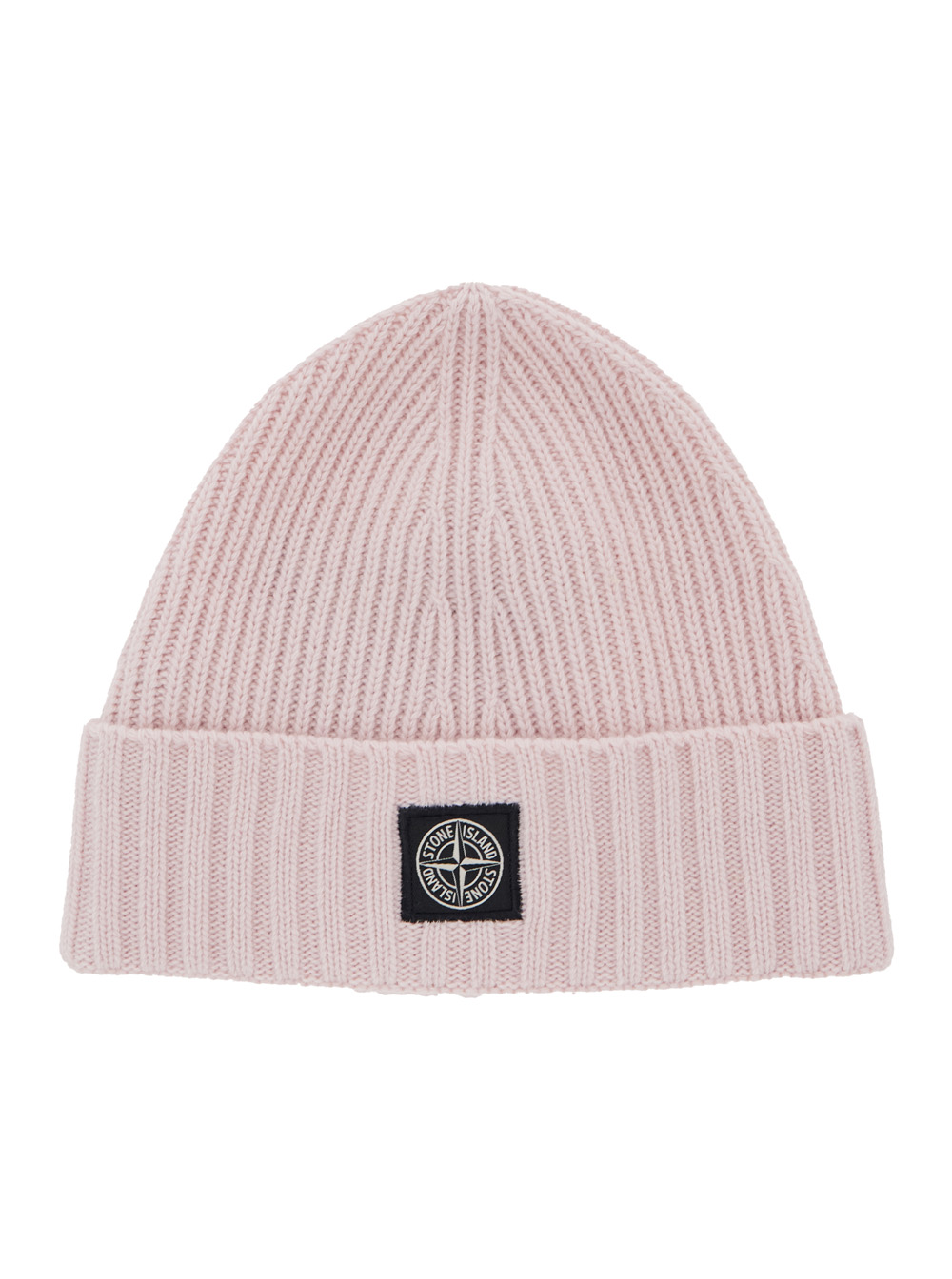 Pink Beanie with Logo Patch on the Front and Turn-Up Brim in Wool and Cashmere Blend Boy