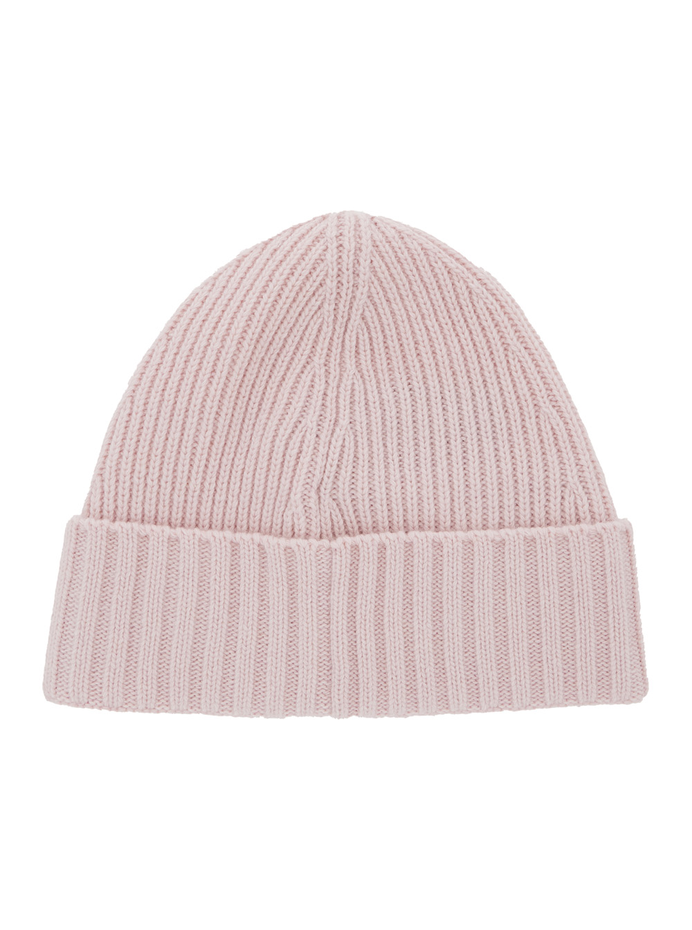 Pink Beanie with Logo Patch on the Front and Turn-Up Brim in Wool and Cashmere Blend Boy