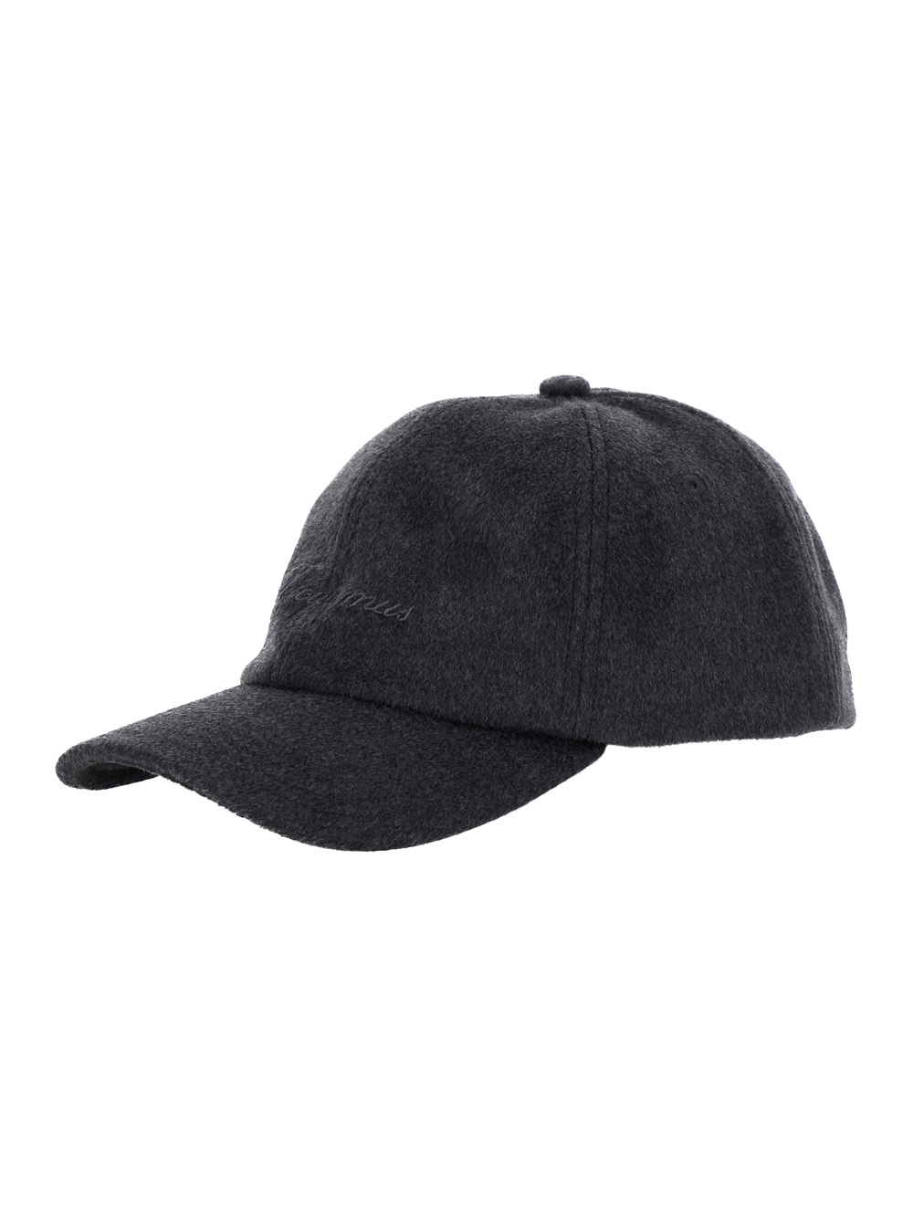 La Casquette Cachemiro Grey Baseball Cap with Logo Lettering Embroidery on the Front in Wool Woman