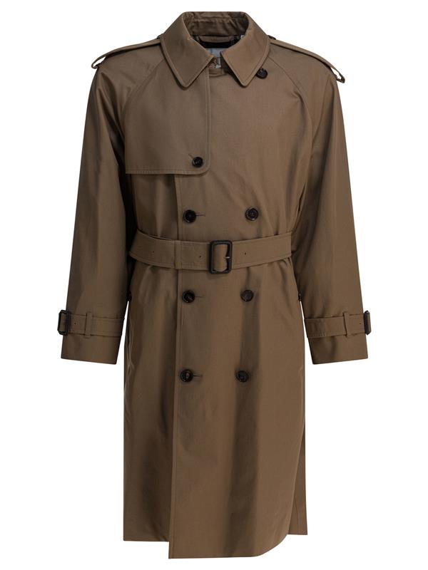 Long gabardine trench coat