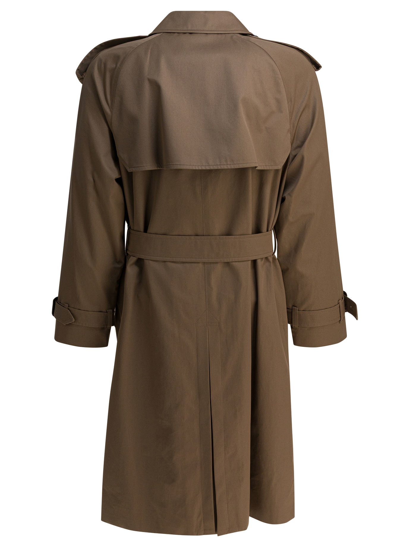 Long gabardine trench coat
