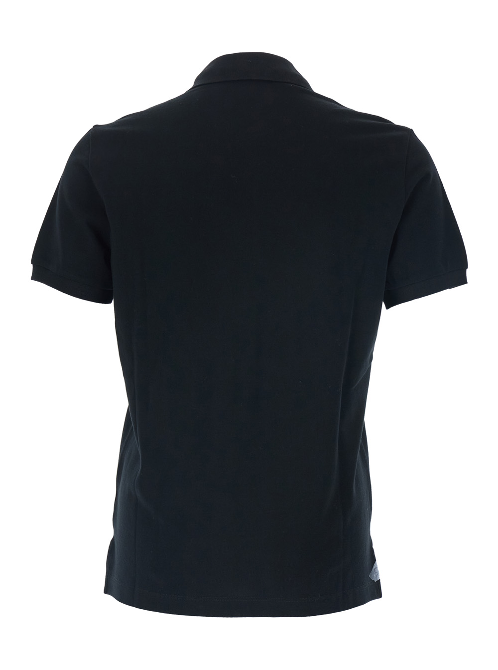 Black Polo Shirt with Logo Patch on the Front in Cotton Pique Man