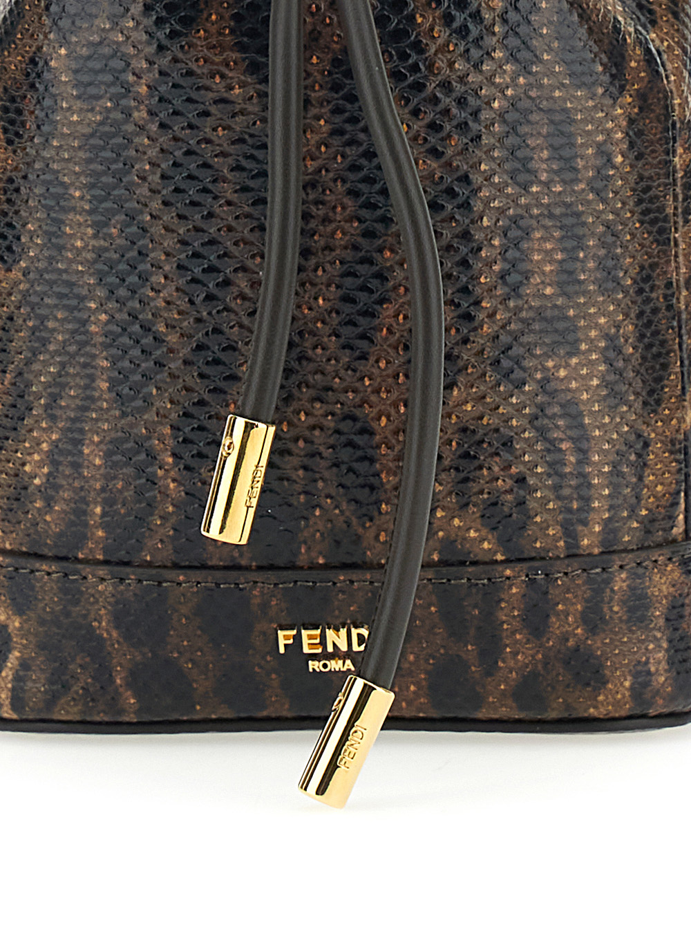 Mon Tresor Mini Brown Handbag with Removable Shoulder Strap and Jaguar Print in Leather Woman