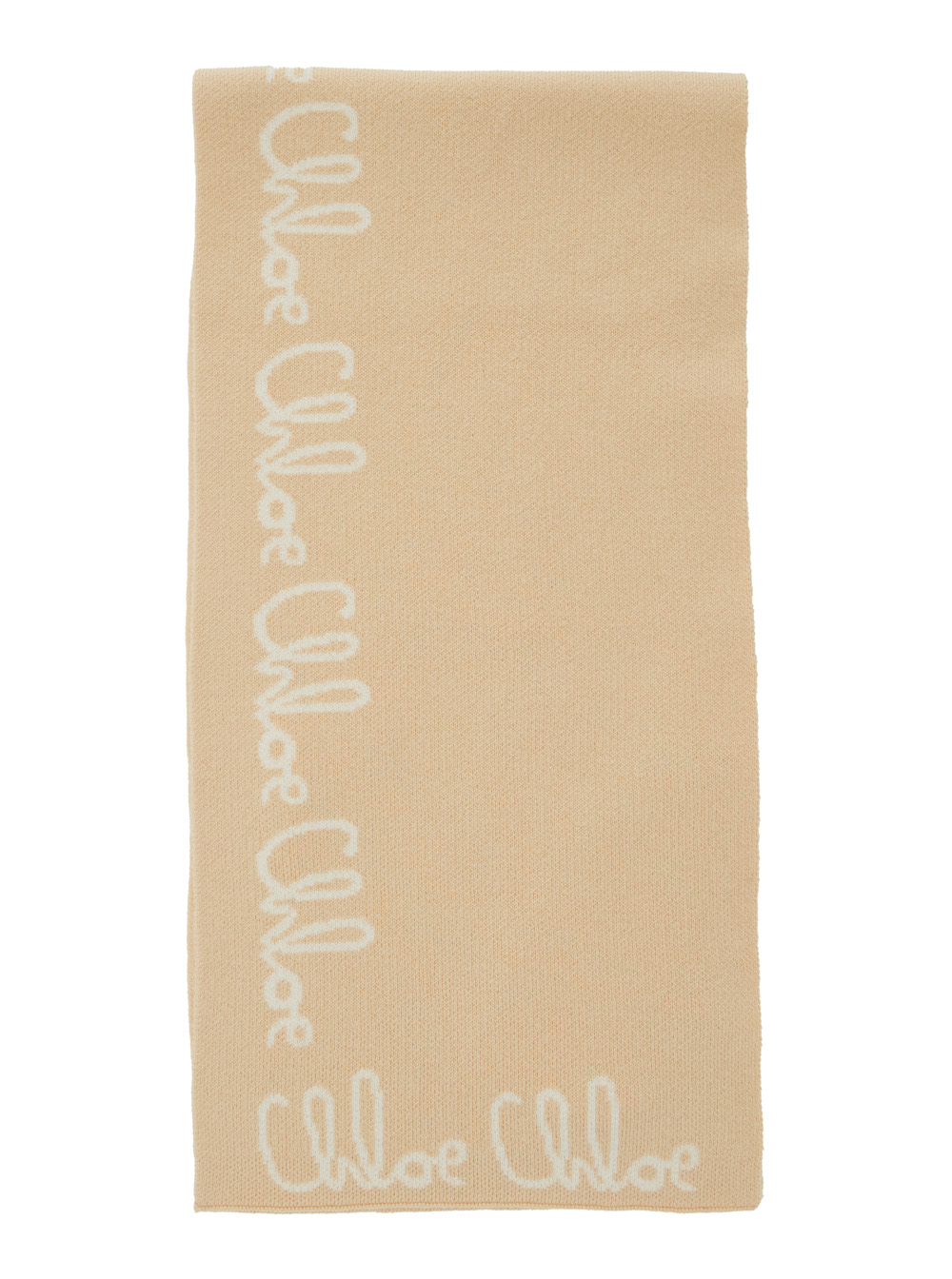 Beige Scarf with Logo Lettering in Cotton Blend Girl