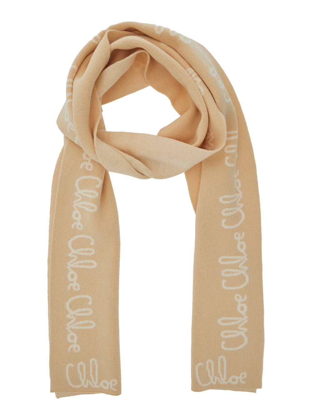 Beige Scarf with Logo Lettering in Cotton Blend Girl hover