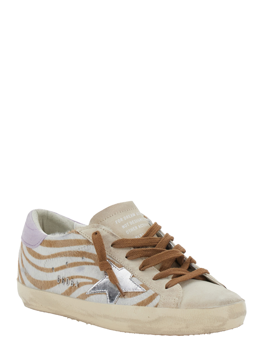 Superstar White Low Top Sneakers with Glittered Star Patch and Laminated Heel with Logo Lettering in Leather Woman hover