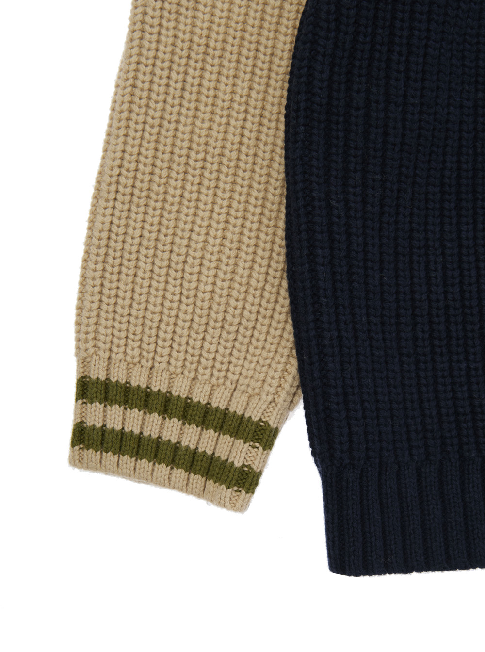 Multicolor Ribbed Cardigan with Maxi Logo on the Back in Cotton and Wool Blend Boy