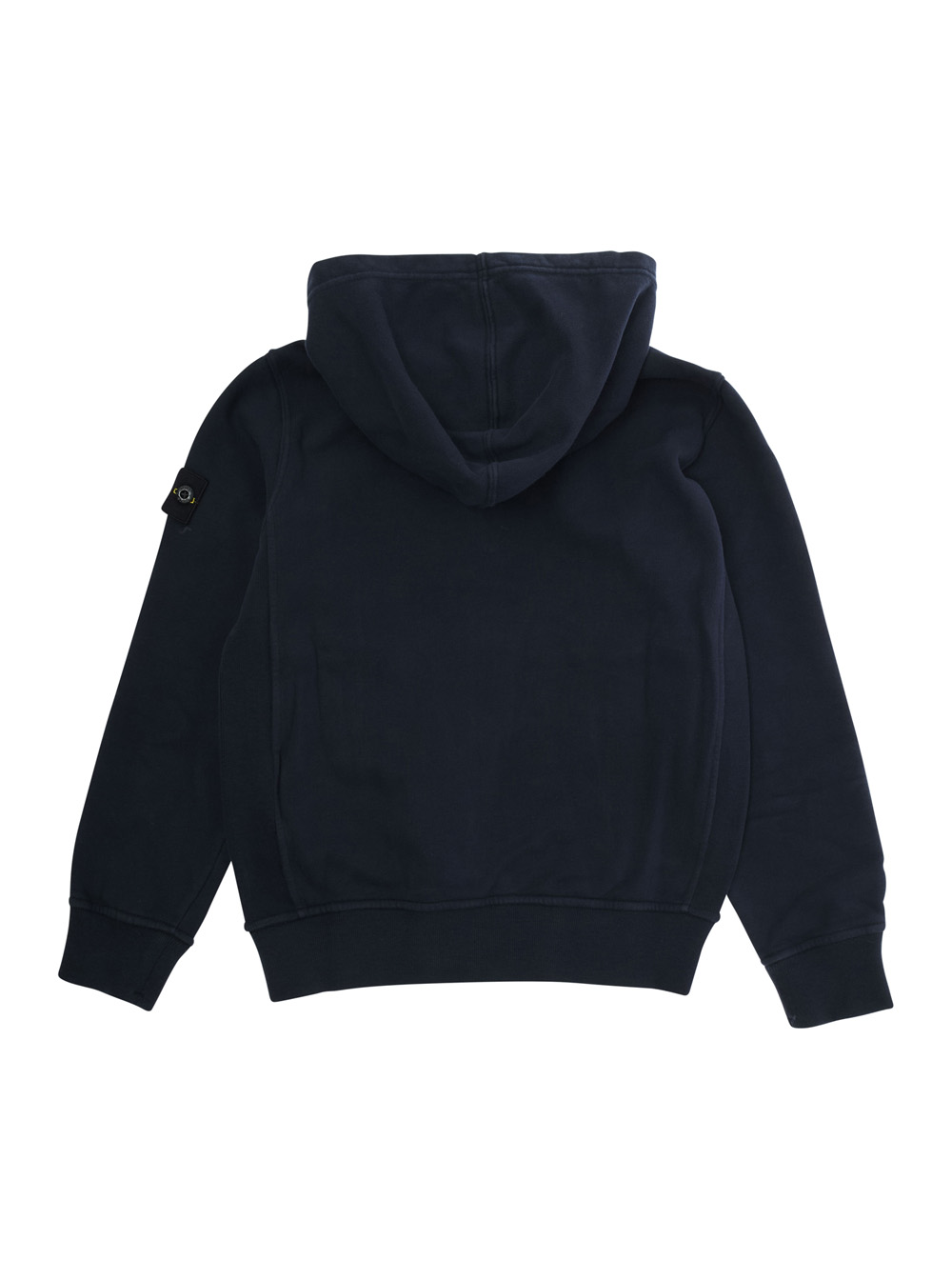 Blue Sweatshirt with Fixed Hood and Logo Patch on the Sleeve in Cotton Boy hover