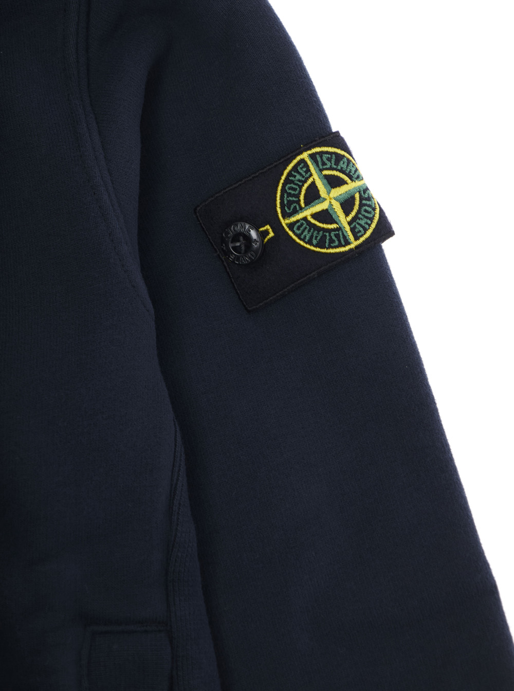 Blue Sweatshirt with Fixed Hood and Logo Patch on the Sleeve in Cotton Boy