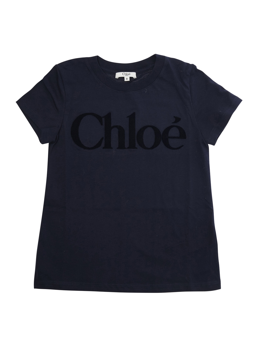 Blue Crewneck T-Shirt with Logo Lettering on the Front in Cotton Girl