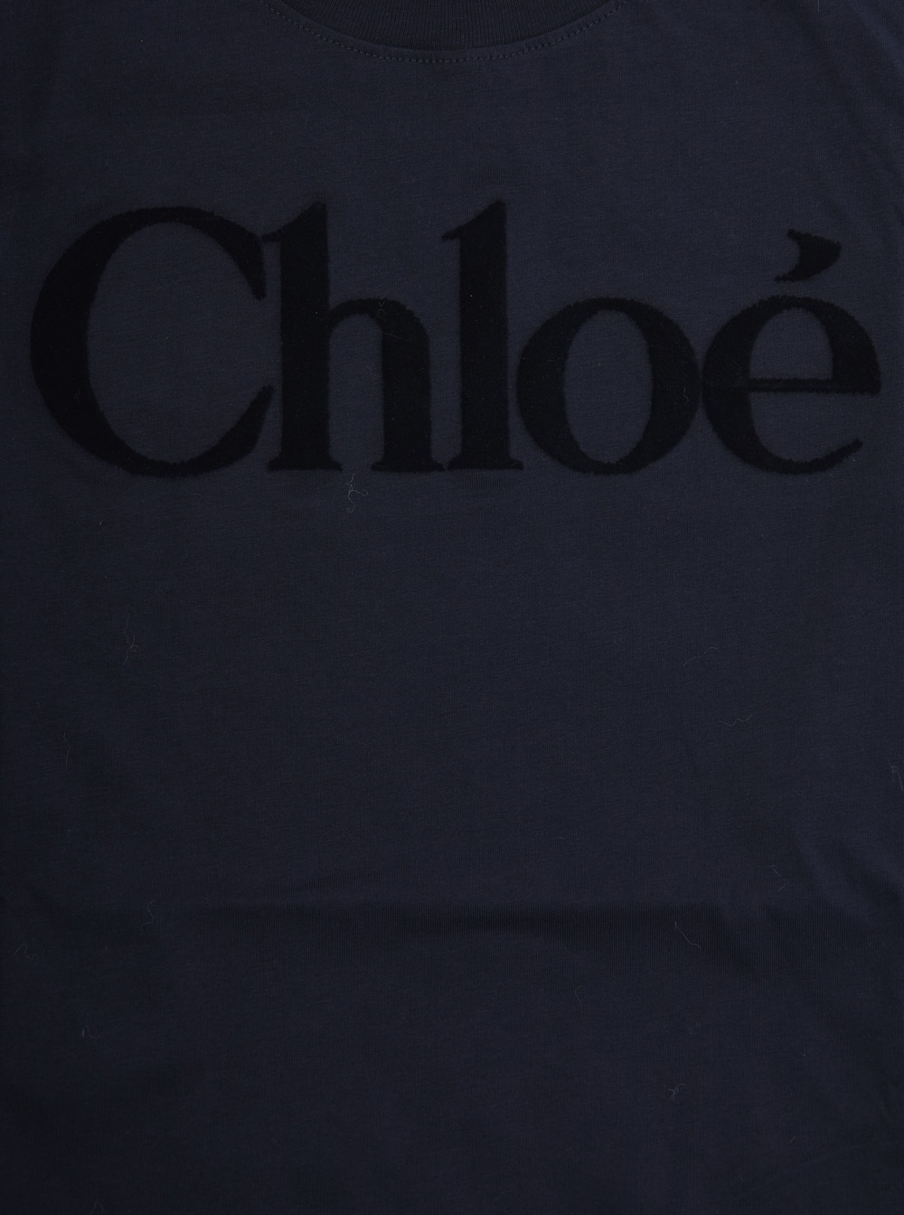 Blue Crewneck T-Shirt with Logo Lettering on the Front in Cotton Girl