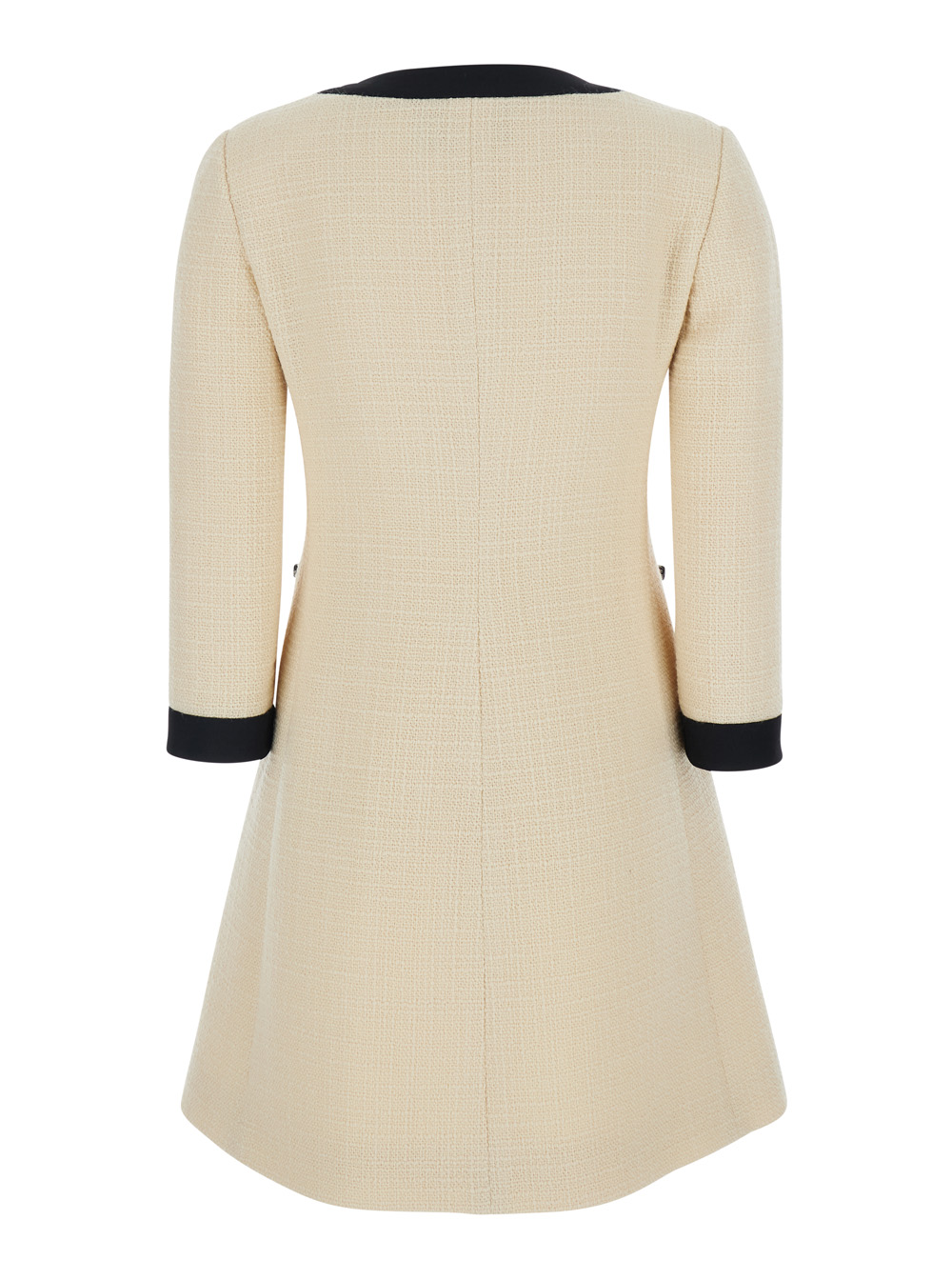 White Round Neck Dress with Knot Front Detail in Tweed Woman hover