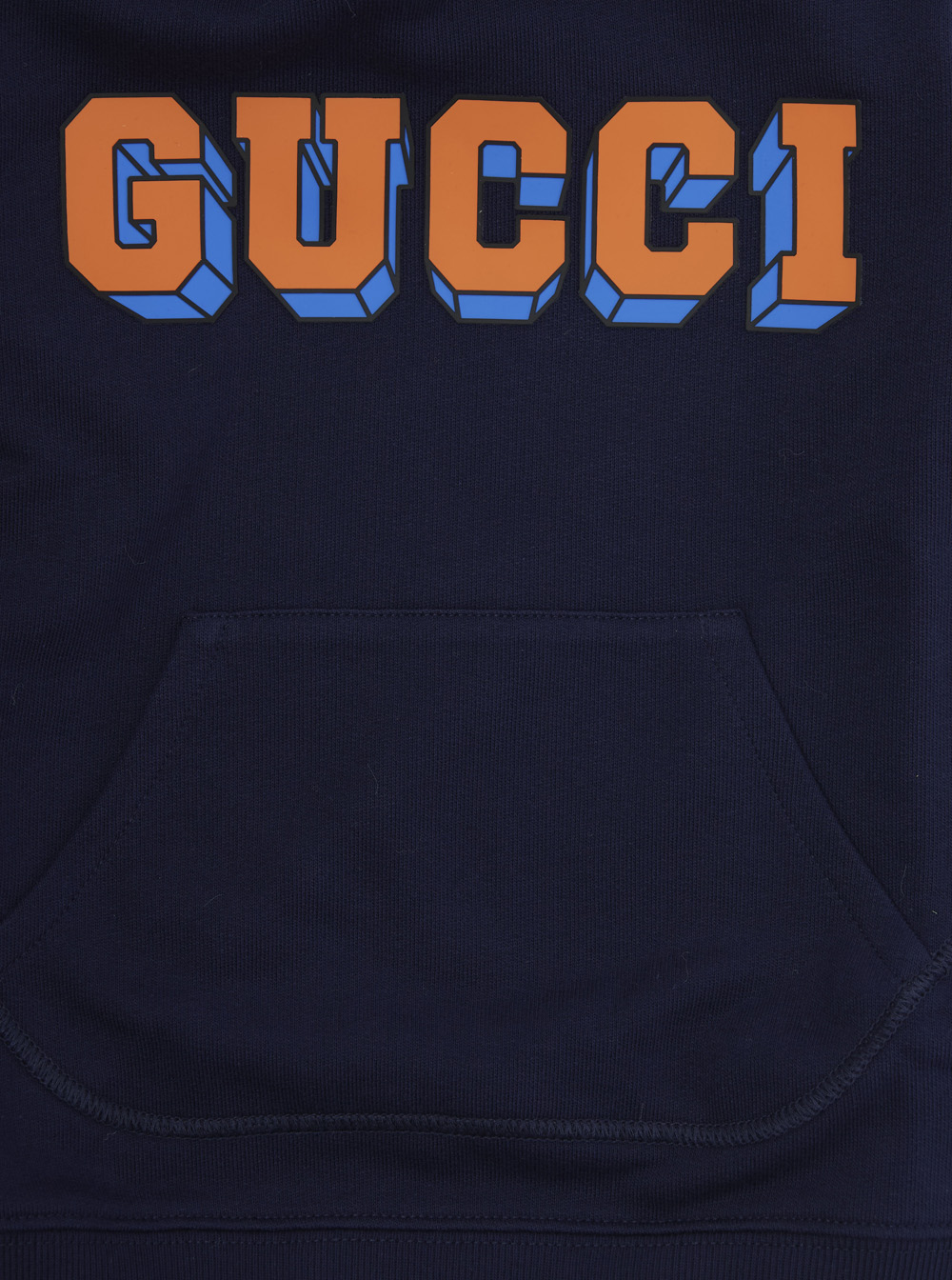 Blue Sweatshirt with Fixed Hood and Logo Lettering on the Front in Cotton Kid