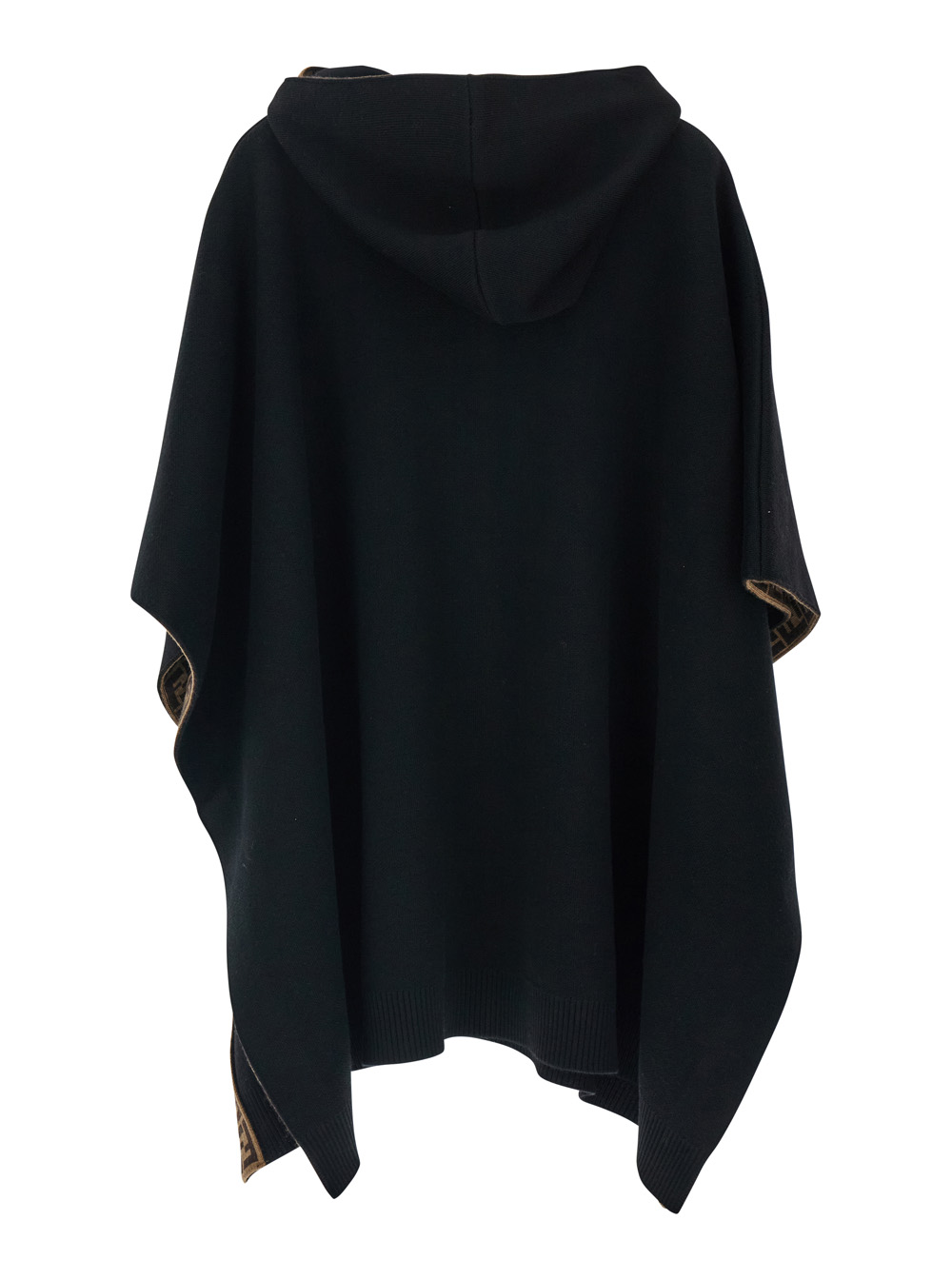 Black Hooded Cape with Logo Lettering on the Front in Virgin Wool Girl hover