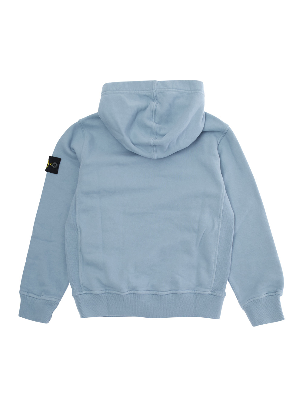 Light Blue Sweatshirt with Fixed Hood and Logo Patch on the Sleeve in Cotton Boy hover